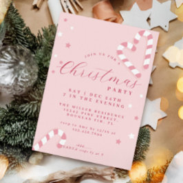 キャンディーケーンクリスマスパーティの招待状ピンク 招待状