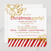 キャンディーケーンクリスマスパーティの招待状 招待状 (正面/裏面)