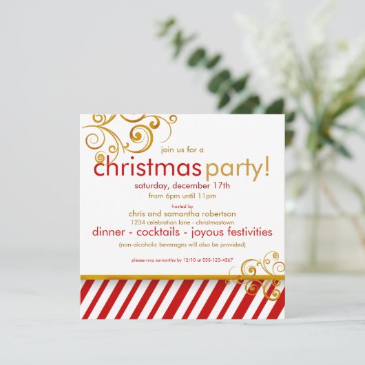 キャンディーケーンクリスマスパーティの招待状 招待状 (スタンド正面)