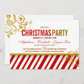 キャンディーケーンクリスマスパーティの招待状 招待状 (正面/裏面)