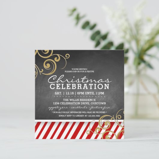 キャンディーケーンクリスマスパーティの招待状 招待状 (スタンド正面)