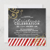 キャンディーケーンクリスマスパーティの招待状 招待状 (正面)