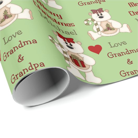 キャンディーケーンクリスマスベア孫 ラッピングペーパー (ロールコーナー)