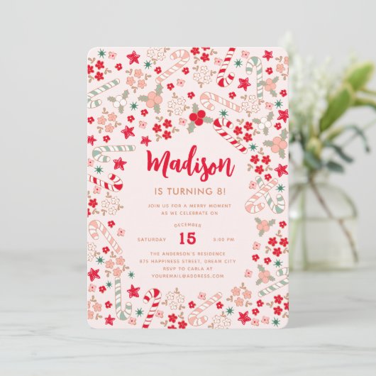 キャンディーケーンクリスマスホリデーズバースデーパーティー 招待状 (スタンド正面)