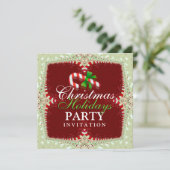 キャンディーケーンクリスマスホリデーズパーティの招待状 招待状 (スタンド正面)
