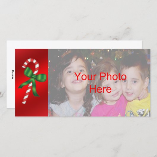 キャンディーケーンクリスマスホリデーフォトカードテンプレート シーズンカード (正面/裏面)
