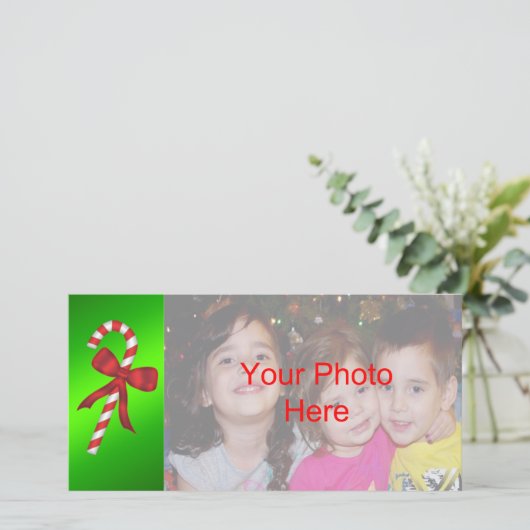 キャンディーケーンクリスマスホリデーフォトカードテンプレート シーズンカード (スタンド正面)