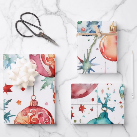 キャンディーケーンクリスマスボール ラッピングペーパーシート (正面)