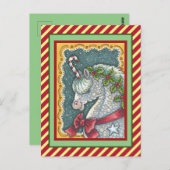 キャンディーケーンクリスマスユニコーン,ホリデーポニーファンタジー ポストカード (正面/裏面)