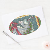 キャンディーケーンクリスマスユニコーン、馬ポニーステッカー 楕円形シール (封筒)