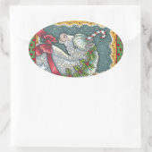 キャンディーケーンクリスマスユニコーン、馬ポニーステッカー 楕円形シール (バッグ)