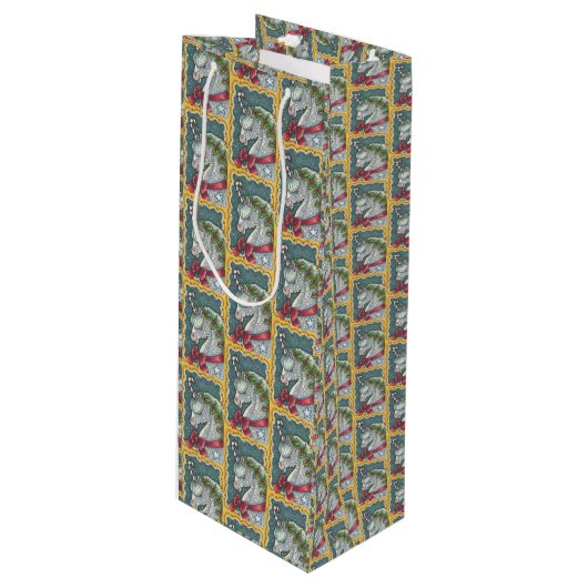 キャンディーケーンクリスマスユニコーン、馬ワイン抱き枕 ワインギフトバッグ (正面アングル)