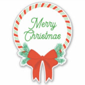 キャンディーケーンクリスマスリース パーソナライズされた シール (正面)