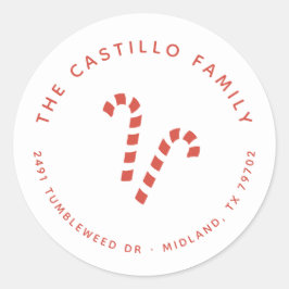 キャンディーケーンクリスマス差出人住所シール ラウンドシール