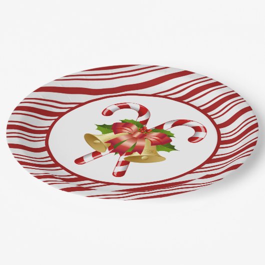 キャンディーケーンクリスマス紙プレート ペーパープレート (アングル)
