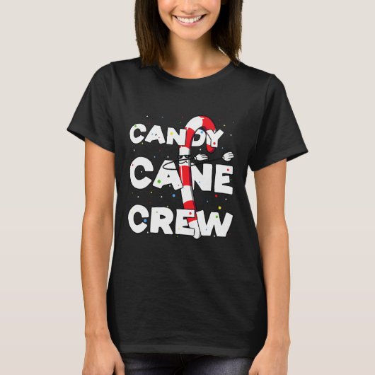 キャンディーケーンクルーおもしろいクリスマスキャンディ恋人踊り Tシャツ (正面)