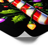 キャンディーケーンクルーのクリスマスライトファミリークリスマスサンタ ポスター (角)