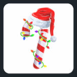 キャンディーケーンクルーChristmas LightsファミリーマッチングX スクエアシール<br><div class="desc">キャンディーケーンクルーのクリスマスライトファミリーマッチングクリスマス女の子</div>