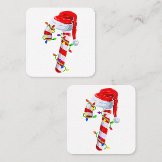 キャンディーケーンクルーChristmas LightsファミリーマッチングX スクエア名刺 (正面/裏面)