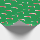 キャンディーケーングリーンかわいいクリスマスホリデー ラッピングペーパー (角)
