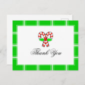 キャンディーケーンサンキューグリーンクリスマス ポストカード (正面/裏面)