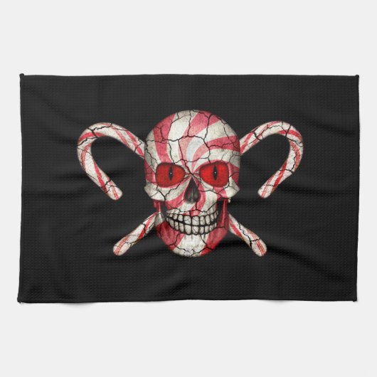 キャンディーケーンシュガースカルクリスマスハンドタオル キッチンタオル (横)