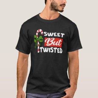 キャンディーケーンスウィートがツイストおもしろいクリスマスカリン Tシャツ