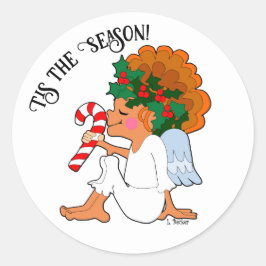 キャンディーケーンステッカー付き漫画の天使 ラウンドシール