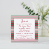 キャンディーケーンストライプのホリデーパーティー招待状 招待状 (スタンド正面)