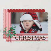 キャンディーケーンストライプズホリゾンタルフォトホリデーカード シーズンカード (正面/裏面)