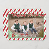 キャンディーケーンストライプホリデーフォトカード シーズンカード (正面/裏面)