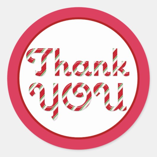 キャンディーケーンストライプ ホリデー サンクス スティッカー ラウンドシール (正面)