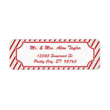 キャンディーケーンストライプ |休日の差出人住所ラベル