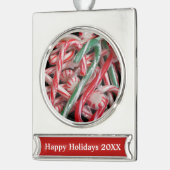 キャンディーケーンズ&ペパーミンツクリスマスホリデー シルバープレートバナーオーナメント (左)