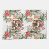 キャンディーケーンハウス，ポインセチア，ジンジャーブレッドマン キッチンタオル (横)