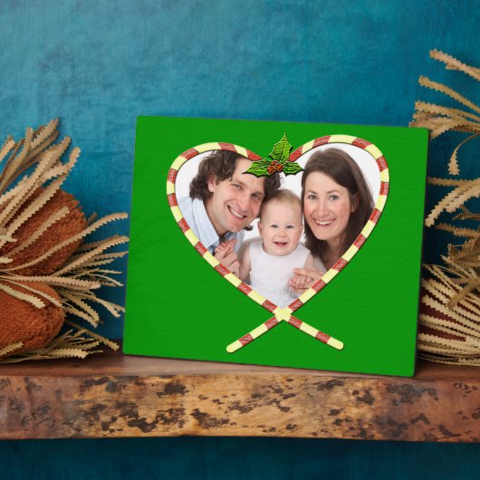 キャンディーケーンハートあなたの写真 フォトプラーク (側面)