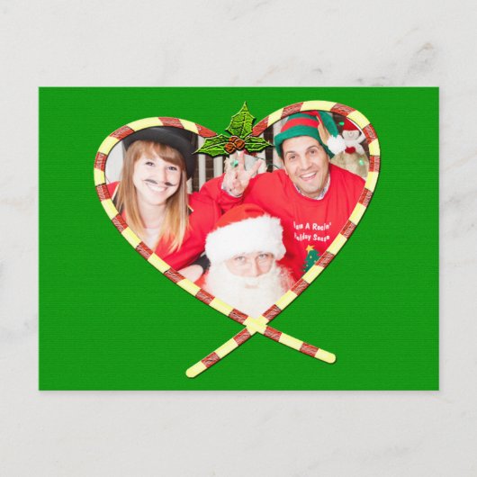 キャンディーケーンハートあなたの写真 ポストカード (正面)