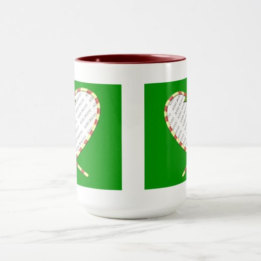 キャンディーケーンハートあなたの写真 マグカップ (中央)