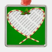 キャンディーケーンハートあなたの写真 メタルオーナメント (正面)