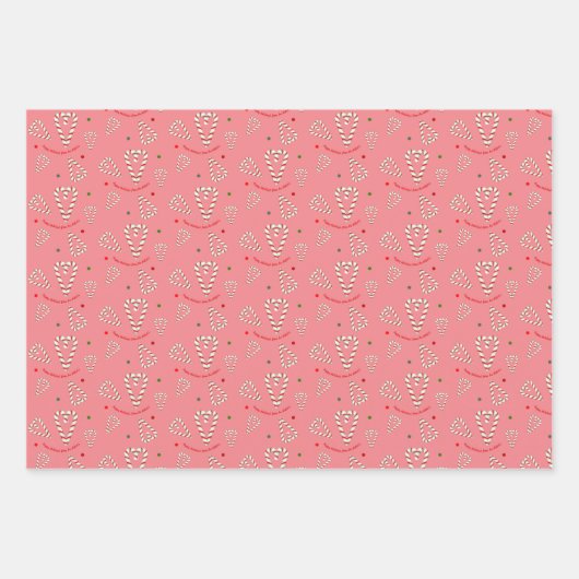 キャンディーケーンハートパーソナライズされたホリデイ ラッピングペーパーシート (正面3)