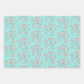 キャンディーケーンハートパーソナライズされたホリデイ ラッピングペーパーシート (正面)