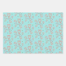 キャンディーケーンハートパーソナライズされたホリデイ ラッピングペーパーシート