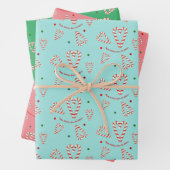 キャンディーケーンハートパーソナライズされたホリデイ ラッピングペーパーシート (インサイチュ)