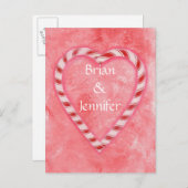 キャンディーケーンハート結婚式招待状ポストカード インビテーションポストカード (正面/裏面)