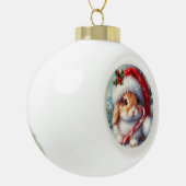 キャンディーケーンバニーウサギ セラミックボールオーナメント (左)