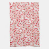 キャンディーケーンピンクのクリスマス  キッチンタオル (縦)