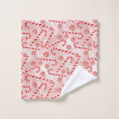 キャンディーケーンピンクのクリスマス バスタオルセット (ウォッシュタオル)