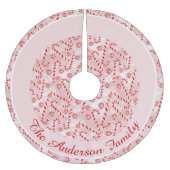 キャンディーケーンピンクのクリスマス ブラッシュドポリエステルツリースカート (正面)