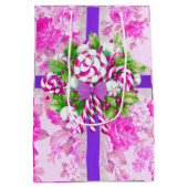 キャンディーケーンピンクのクリスマス ミディアムペーパーバッグ (裏面)