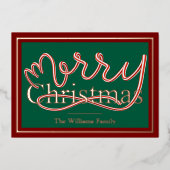 キャンディーケーンフォイルクリスマスカード 箔シーズンカード (正面)